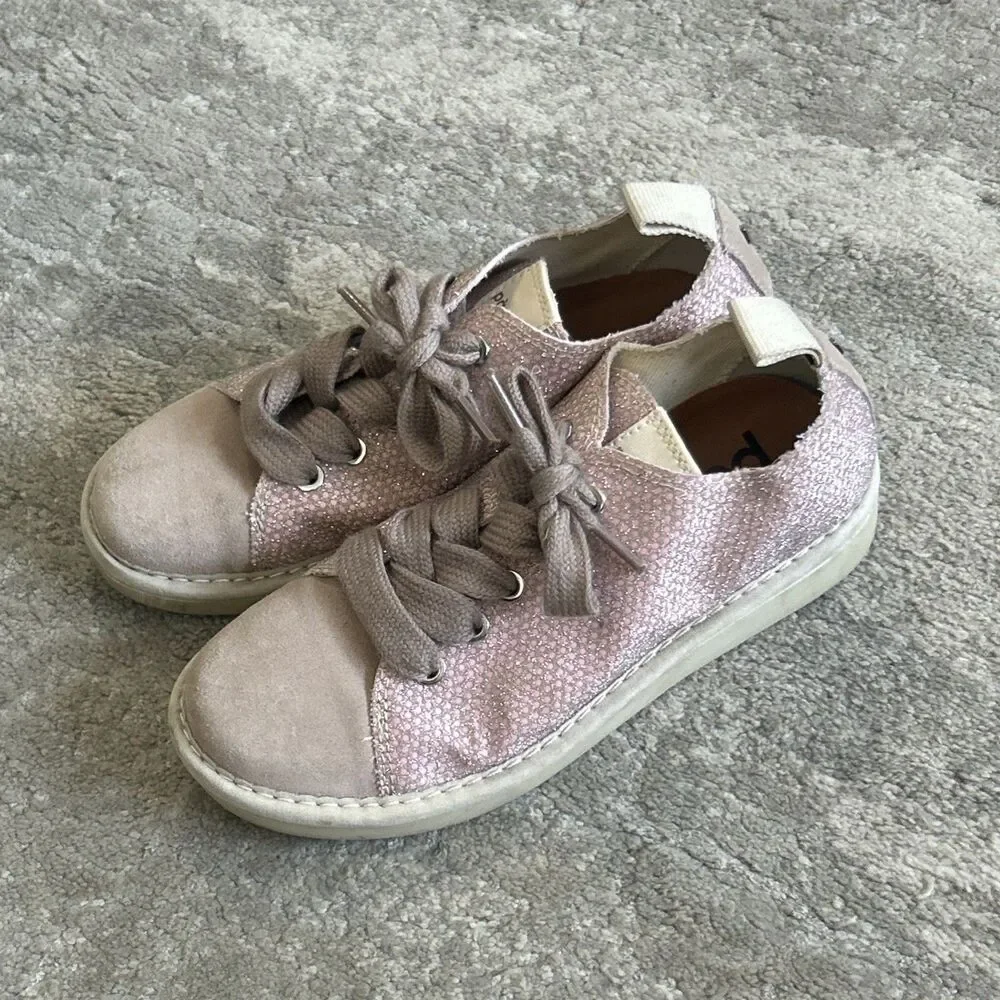 Panchic Shoes Girls 3.5 Leather Sneakers Pink Glitter Made In Italy Lace Up